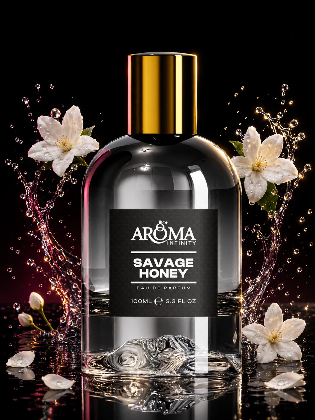 Infinity Aroma Savage Honey perfume campaign with jasmine, caramel, salt and vanilla