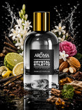 Infinity Aroma Crystal Stiletto perfume campaign with Almond, Coffee, Bergamot, Lemon and Tuberose, Jasmine Sambac, Orange Blossom, Bulgarian Rose, Orris and Tonka Bean, Cacao, Vanilla, Praline, Sandalwood, Musk, Amber, Cashmere Wood, Patchouli, Cinnamon, Cedar