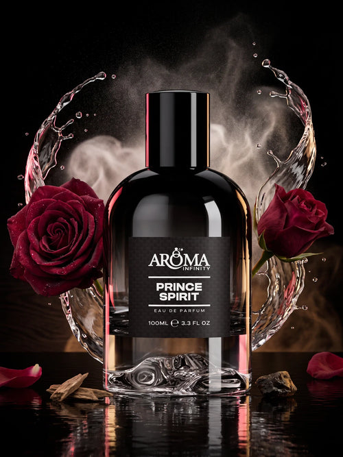 Infinity Aroma Prince Spirit perfume campaign with Rose and Musk and Cambodian Oud